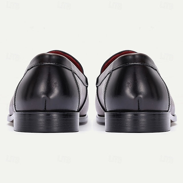 Men's – Black Premium Textured Leather 100% Loafers