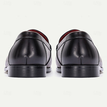 Men's – Black Premium Textured Leather 100% Loafers