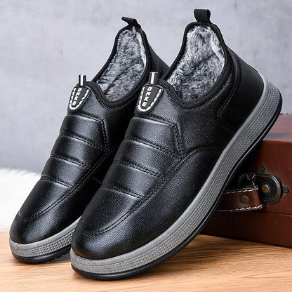 PU Winter Slip-Ons Fleece Loafers Boots lined Men's