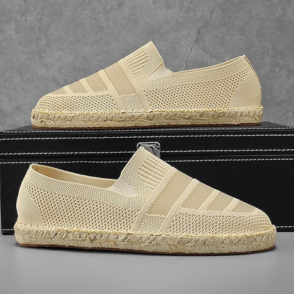 Design – Beige Woven Espadrilles with Men's Vacation