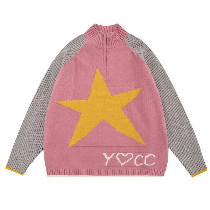 Y2K Star Print Zip Up Up Jumper