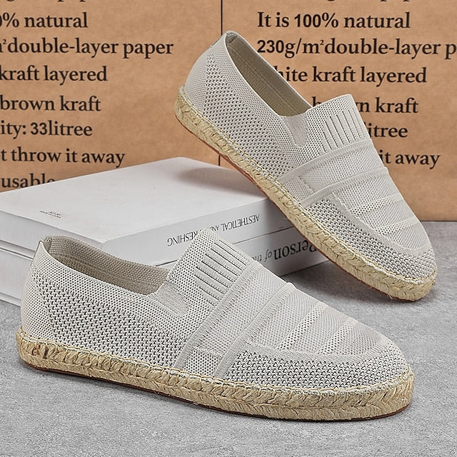 Design – Beige Woven Espadrilles with Men's Vacation