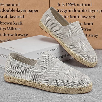 Design – Beige Woven Espadrilles with Men's Vacation