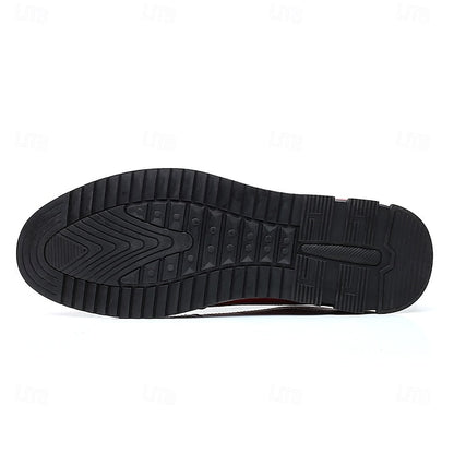 Stylish Leather Sneakers Faux Blue Quilted Lace-Up Men's -