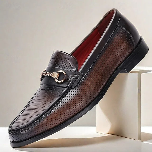 Men's – Black Premium Textured Leather 100% Loafers