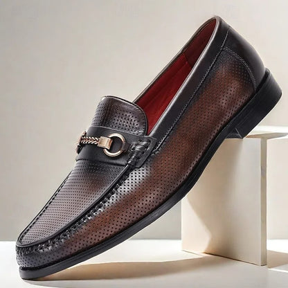 Men's – Black Premium Textured Leather 100% Loafers