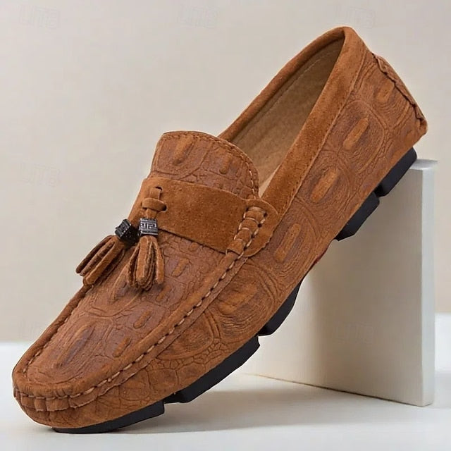 Detail Faux with Suede Tassel Men's and Brown Loafers