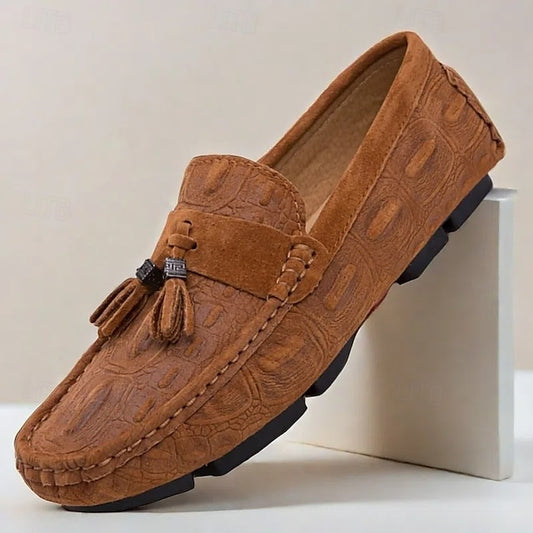 Detail Faux with Suede Tassel Men's and Brown Loafers