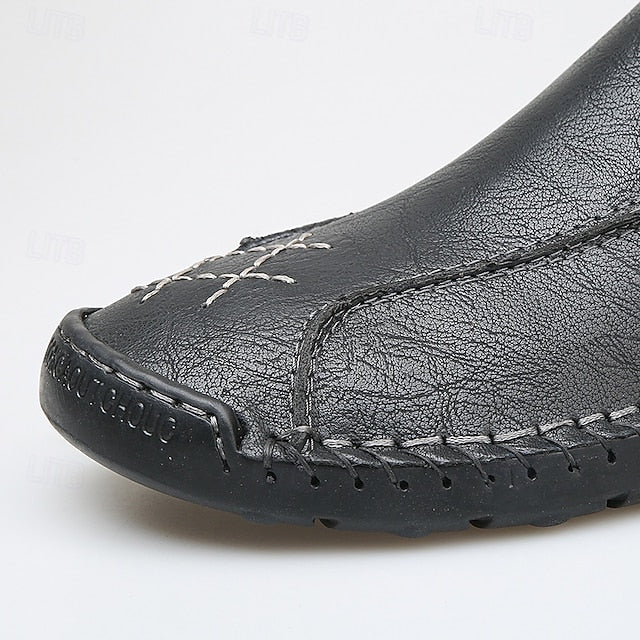 Faux Moccasins Men's Handmade Genuine Beige – Leather