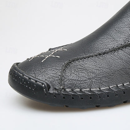 Faux Moccasins Men's Handmade Genuine Beige – Leather