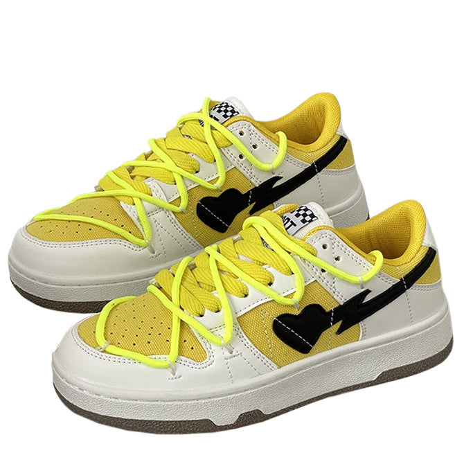 Yellow and Black Heart Sneakers