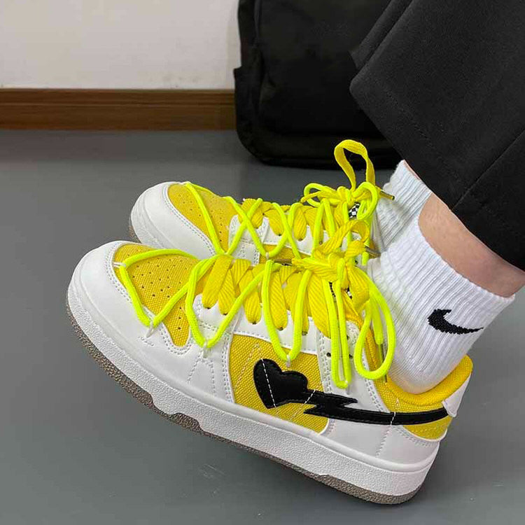 Yellow and Black Heart Sneakers