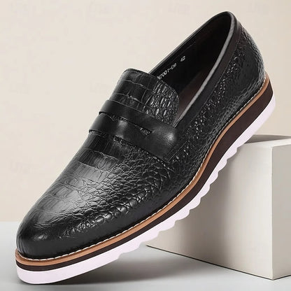 Slip-On Leather Loafers Black Men’s Cowhide Genuine