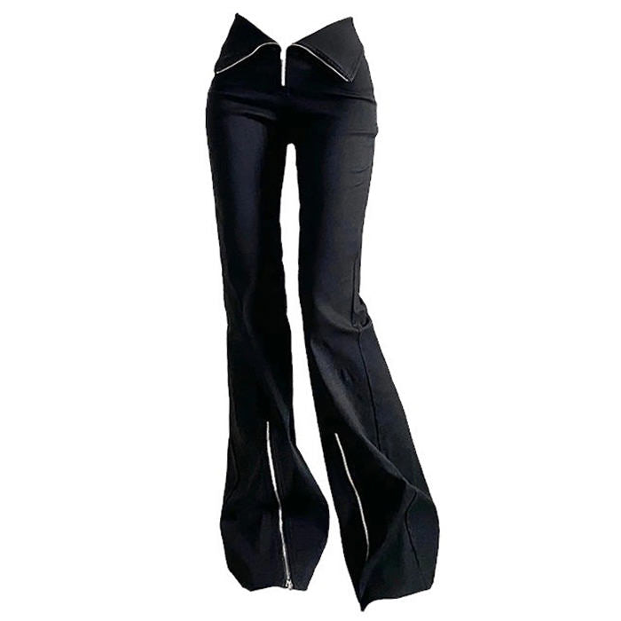 Trendy Zip Up Flared Pants