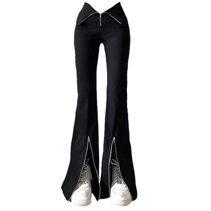 Trendy Zip Up Flared Pants