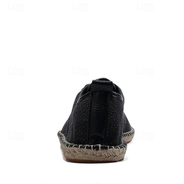 Men's Beige Shoes with Lace-Up Rope Espadrille Jute Canvas