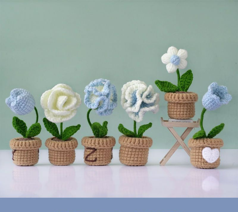 DIY Mini Woolen Flower Tulip Bouquets Potted Wonderland Case