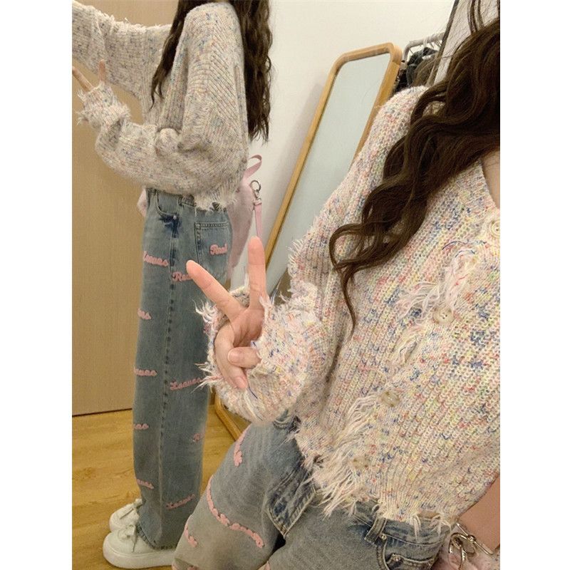 Retro Pink Embroidery Jeans MK Kawaii Store