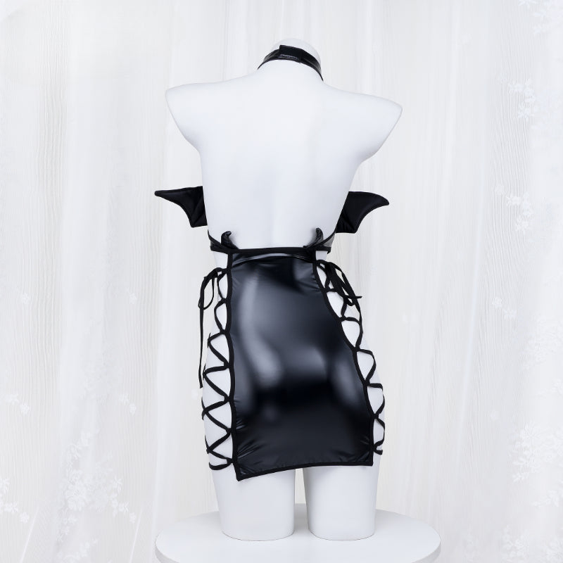 Black Lace Up Vampire Rose Wings Dress ON904 KawaiiMoriStore