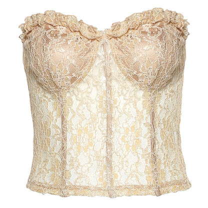 Strapless Lace Bustier - Pink Pink