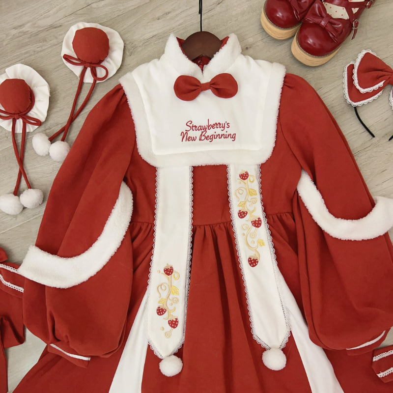 New Year's Red Lolita Dress MK Kawaii Store