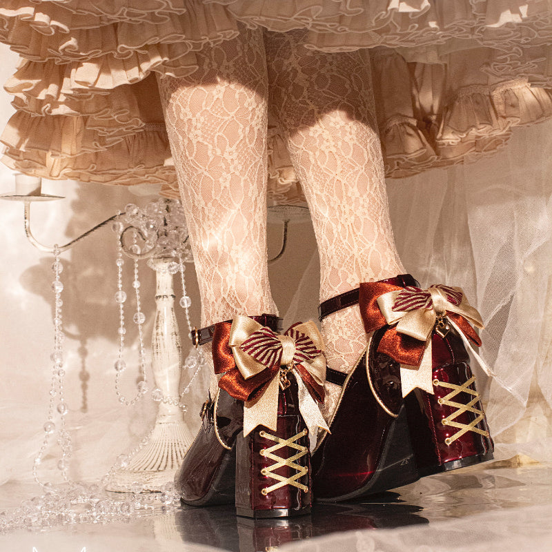 3 Colors Cute Lace Up Lolita Heels ON1038 MK Kawaii Store