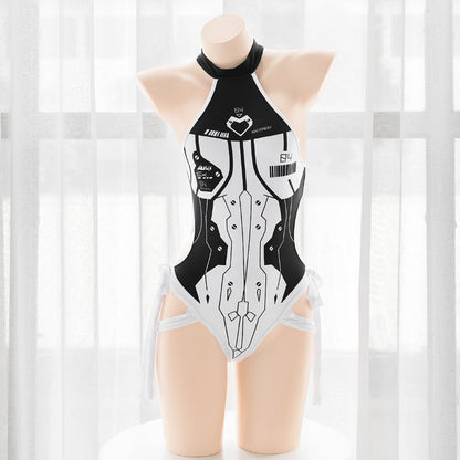 Black White CyberPunk Waifu Swimsuit ON839 KawaiiMoriStore