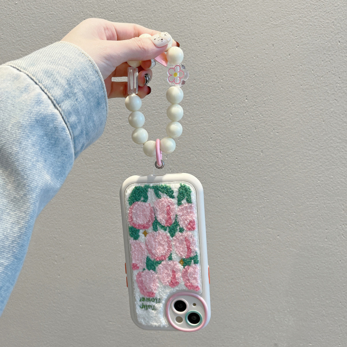 Plush embroidered tulip phone case Wonderland Case