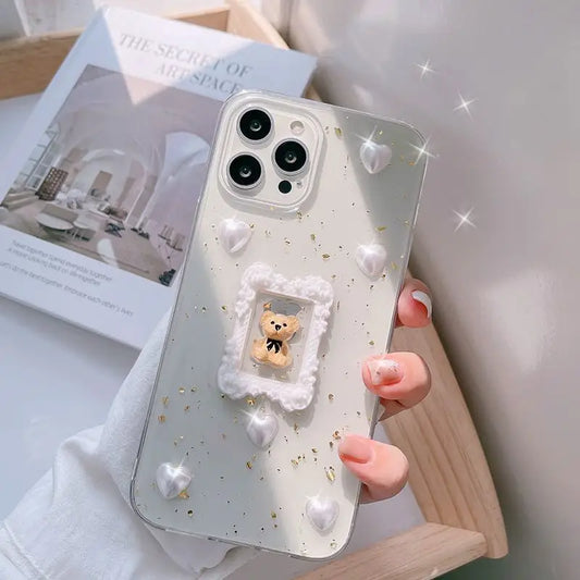 3D Bear Transparent Phone Case - iPhone 12 Pro Max / 12 Pro / 12 / 12 mini / 11 Pro Max / 11 Pro / 11 / SE / XS Max / XS / XR / X / SE 2 / 8 / 8 Plus / 7 / 7 Plus-1