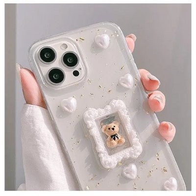 3D Bear Transparent Phone Case - iPhone 12 Pro Max / 12 Pro / 12 / 12 mini / 11 Pro Max / 11 Pro / 11 / SE / XS Max / XS / XR / X / SE 2 / 8 / 8 Plus / 7 / 7 Plus-4