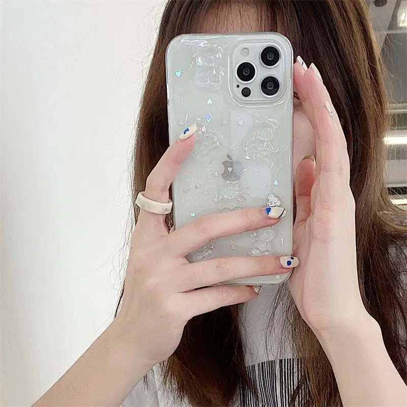 3D Bear Transparent Phone Case - iPhone 13 Pro Max / 13 Pro / 13 / 13 Mini / 12 Pro Max / 12 Pro / 12 / 12 Mini / 11 Pro Max / 11 Pro / 11 / XS Max / XR / XS / X / 8 Plus / 7 Plus / 8 / 7 / SE 2-7