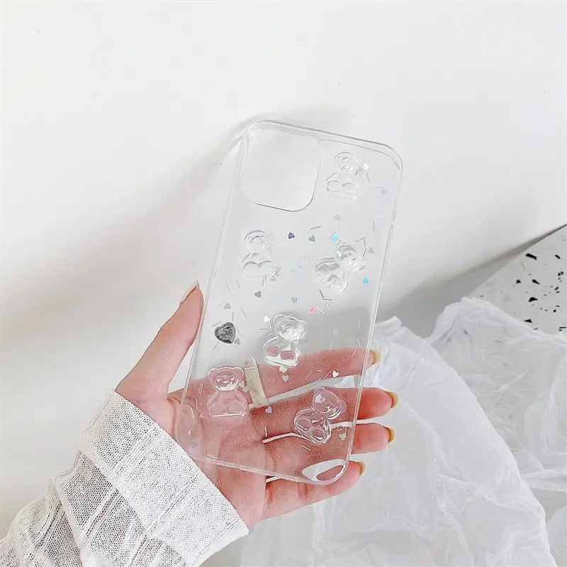 3D Bear Transparent Phone Case - iPhone 13 Pro Max / 13 Pro / 13 / 13 Mini / 12 Pro Max / 12 Pro / 12 / 12 Mini / 11 Pro Max / 11 Pro / 11 / XS Max / XR / XS / X / 8 Plus / 7 Plus / 8 / 7 / SE 2-6