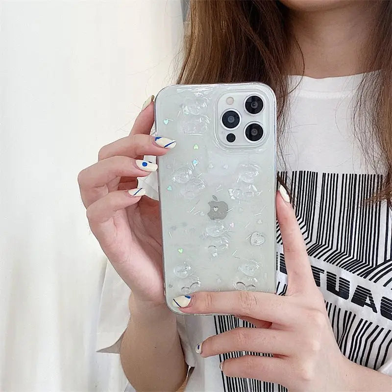 3D Bear Transparent Phone Case - iPhone 13 Pro Max / 13 Pro / 13 / 13 Mini / 12 Pro Max / 12 Pro / 12 / 12 Mini / 11 Pro Max / 11 Pro / 11 / XS Max / XR / XS / X / 8 Plus / 7 Plus / 8 / 7 / SE 2-9