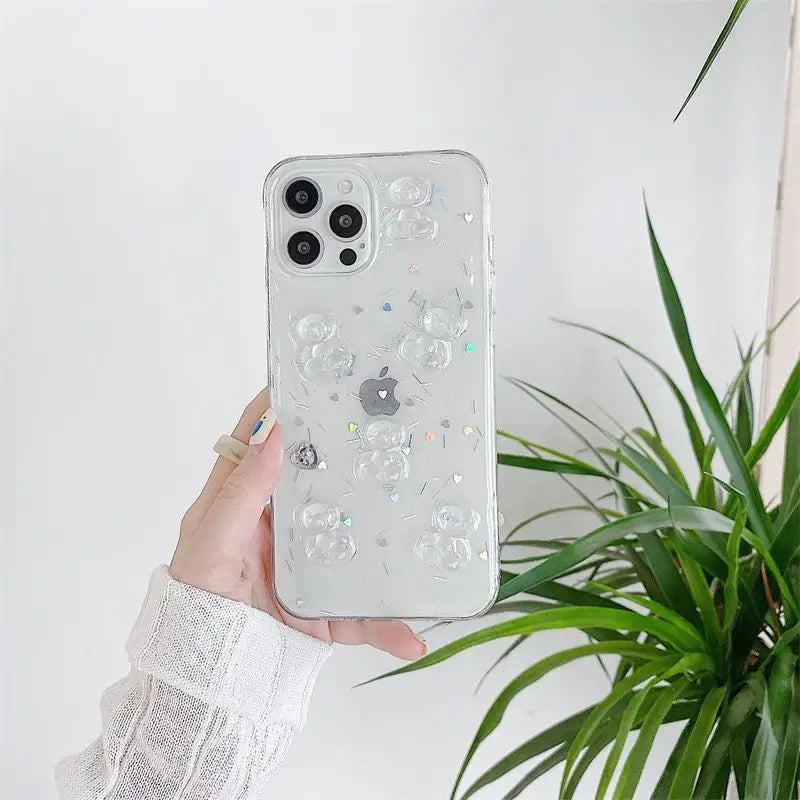 3D Bear Transparent Phone Case - iPhone 13 Pro Max / 13 Pro / 13 / 13 Mini / 12 Pro Max / 12 Pro / 12 / 12 Mini / 11 Pro Max / 11 Pro / 11 / XS Max / XR / XS / X / 8 Plus / 7 Plus / 8 / 7 / SE 2-3