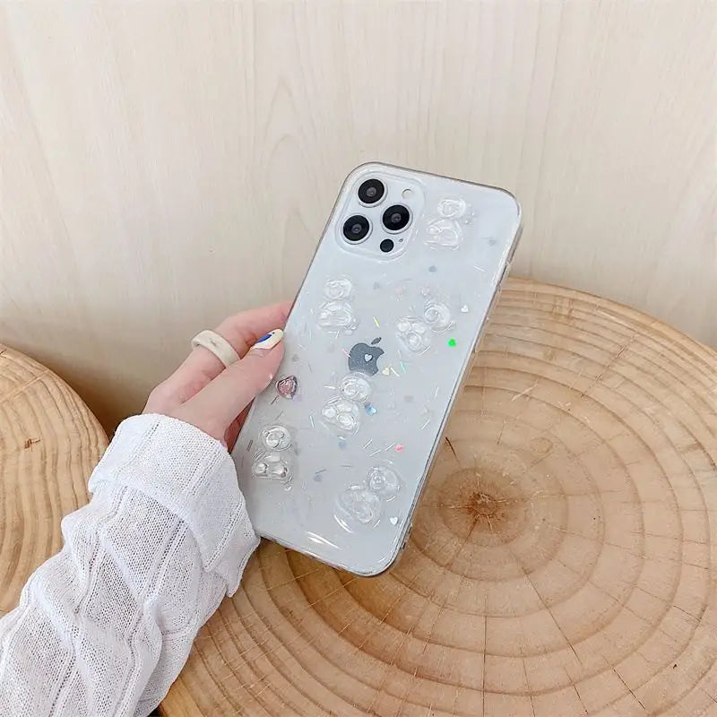 3D Bear Transparent Phone Case - iPhone 13 Pro Max / 13 Pro / 13 / 13 Mini / 12 Pro Max / 12 Pro / 12 / 12 Mini / 11 Pro Max / 11 Pro / 11 / XS Max / XR / XS / X / 8 Plus / 7 Plus / 8 / 7 / SE 2-2