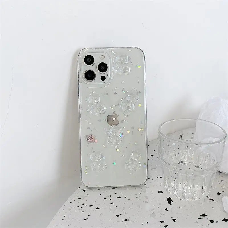 3D Bear Transparent Phone Case - iPhone 13 Pro Max / 13 Pro / 13 / 13 Mini / 12 Pro Max / 12 Pro / 12 / 12 Mini / 11 Pro Max / 11 Pro / 11 / XS Max / XR / XS / X / 8 Plus / 7 Plus / 8 / 7 / SE 2-4