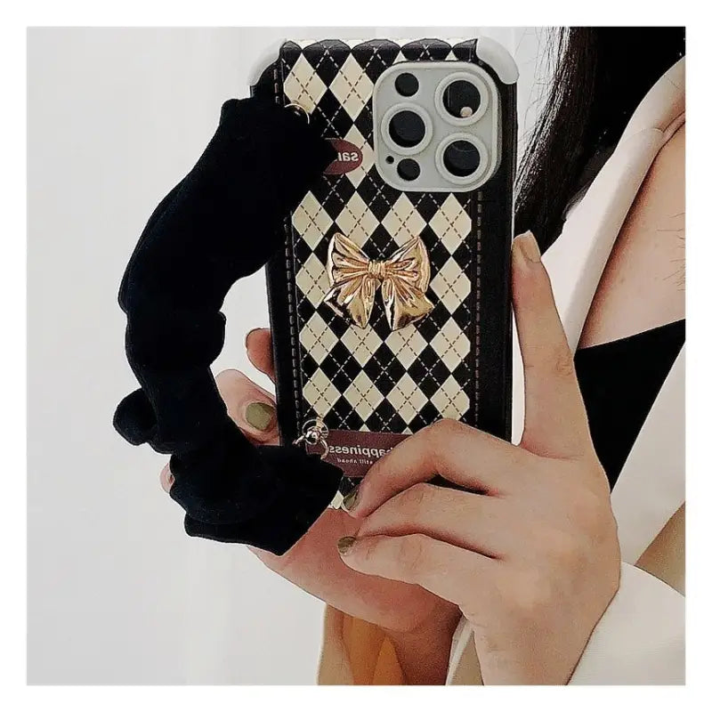 3D Bow Argyle Hand Strap Phone Case - Huawei / Honor-5