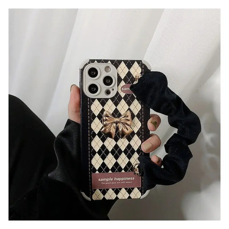 3D Bow Argyle Hand Strap Phone Case - Huawei / Honor-8
