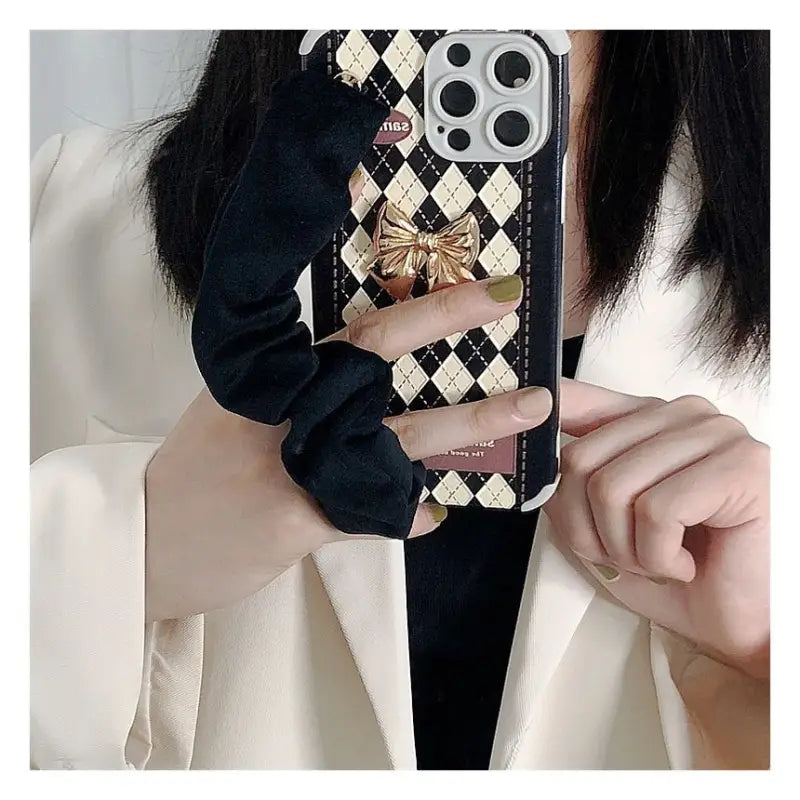 3D Bow Argyle Hand Strap Phone Case - Huawei / Honor-6
