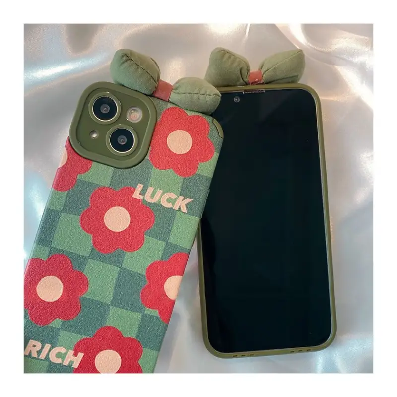 3D Bow Flower Checker Phone Case - iPhone 13 Pro Max / 13 