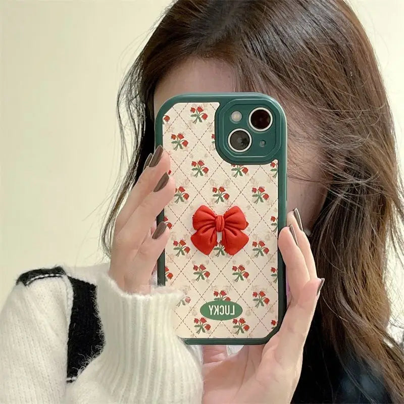 3D Bow Flower Phone Case - iPhone 13 Pro Max / 13 Pro / 13 / 12 Pro Max / 12 Pro / 12 / 11 Pro Max / 11 / XS Max / XR / XS / X-3