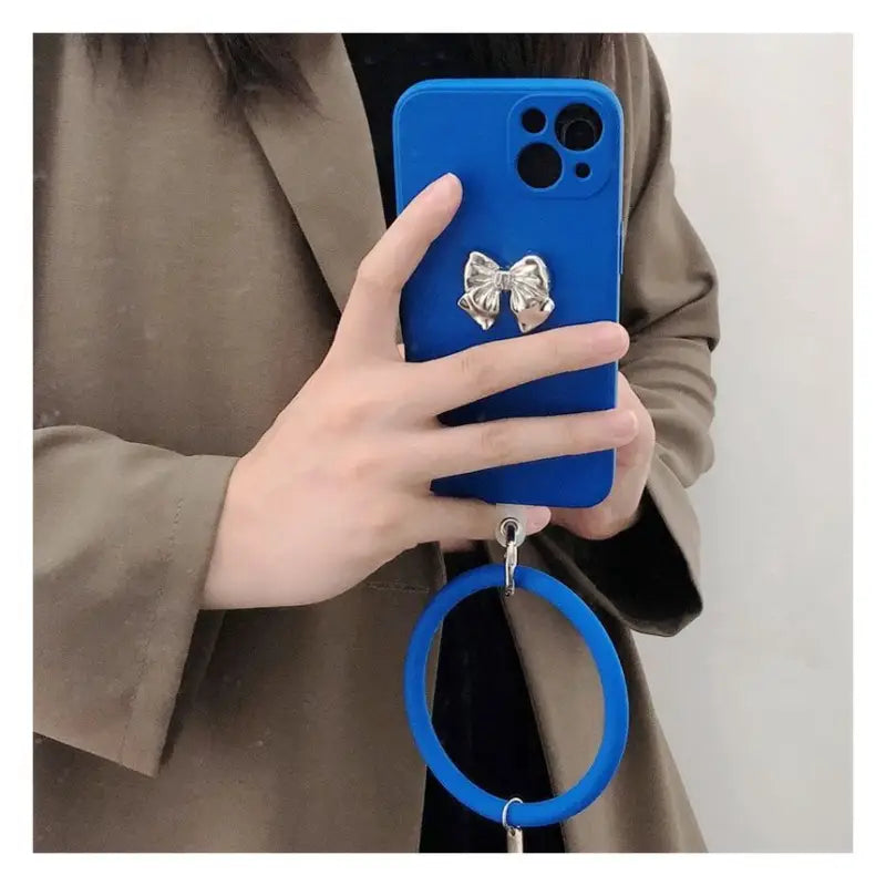 3D Bow Hoop Pendant  Phone Case - iPhone 13 Pro Max / 13 Pro / 13 / 13 mini / 12 Pro Max / 12 Pro / 12 / 12 mini / 11 Pro Max / 11 Pro / 11 / SE / XS Max / XS / XR / X / SE 2 / 8 / 8 Plus / 7 / 7 Plus / 6 / 6 Plus-4