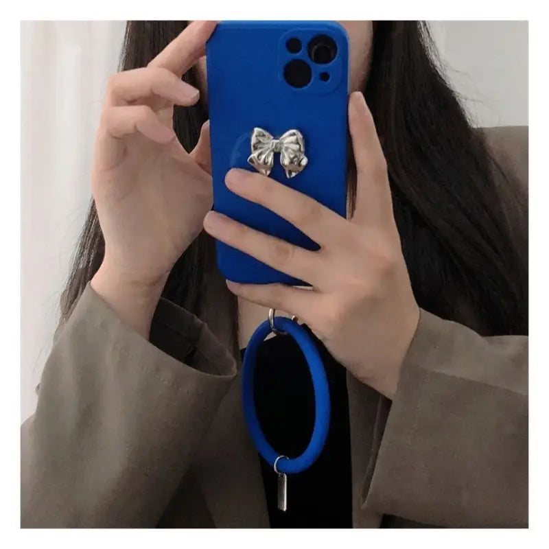 3D Bow Hoop Pendant  Phone Case - iPhone 13 Pro Max / 13 Pro / 13 / 13 mini / 12 Pro Max / 12 Pro / 12 / 12 mini / 11 Pro Max / 11 Pro / 11 / SE / XS Max / XS / XR / X / SE 2 / 8 / 8 Plus / 7 / 7 Plus / 6 / 6 Plus-6