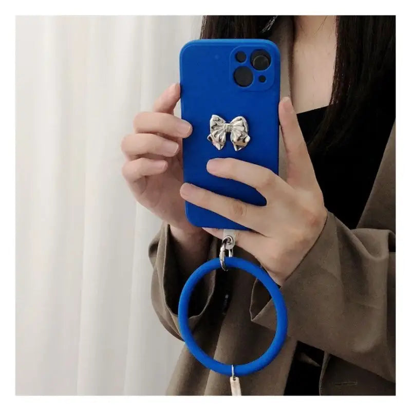 3D Bow Hoop Pendant  Phone Case - iPhone 13 Pro Max / 13 Pro / 13 / 13 mini / 12 Pro Max / 12 Pro / 12 / 12 mini / 11 Pro Max / 11 Pro / 11 / SE / XS Max / XS / XR / X / SE 2 / 8 / 8 Plus / 7 / 7 Plus / 6 / 6 Plus-3