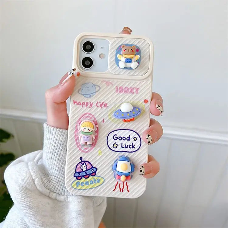 3D Cartoon Lens Cover  Phone Case - iPhone 13 Pro Max / 13 Pro / 13 / 13 mini / 12 Pro Max / 12 Pro / 12 / 12 mini / 11 Pro Max / 11 Pro / 11 / SE / XS Max / XS / XR / X / SE 2 / 8 / 8 Plus / 7 / 7 Plus-6