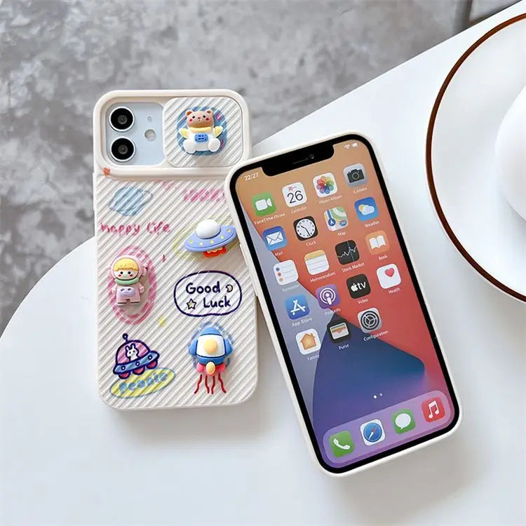 3D Cartoon Lens Cover  Phone Case - iPhone 13 Pro Max / 13 Pro / 13 / 13 mini / 12 Pro Max / 12 Pro / 12 / 12 mini / 11 Pro Max / 11 Pro / 11 / SE / XS Max / XS / XR / X / SE 2 / 8 / 8 Plus / 7 / 7 Plus-12