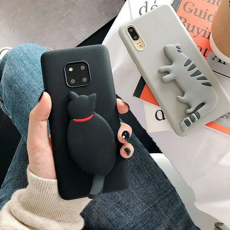 3D Cat Stand Phone Case - Huawei / Honor-2