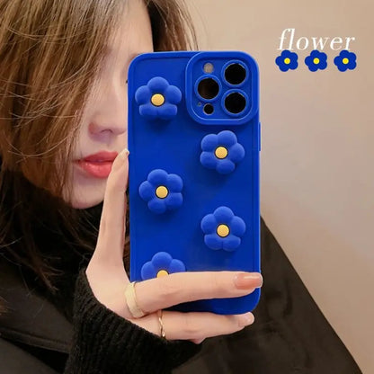 3D Color Block Flower Phone Case - Iphone 7 / 8 / Se, 7 Plus / 8 Plus, X / Xs, Xs Max, Xr, 11, 11 Pro, 11 Pro Max, 12 Mini, 12, 12 Pro, 12 Pro Max, 13mini, 13, 13pro, 13pro Max-6