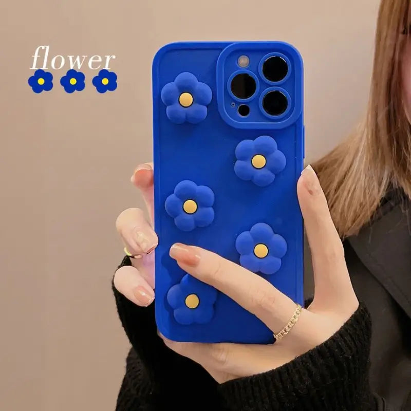 3D Color Block Flower Phone Case - Iphone 7 / 8 / Se, 7 Plus / 8 Plus, X / Xs, Xs Max, Xr, 11, 11 Pro, 11 Pro Max, 12 Mini, 12, 12 Pro, 12 Pro Max, 13mini, 13, 13pro, 13pro Max-8