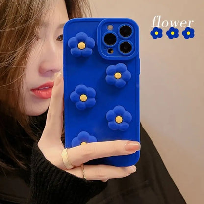 3D Color Block Flower Phone Case - Iphone 7 / 8 / Se, 7 Plus / 8 Plus, X / Xs, Xs Max, Xr, 11, 11 Pro, 11 Pro Max, 12 Mini, 12, 12 Pro, 12 Pro Max, 13mini, 13, 13pro, 13pro Max-9
